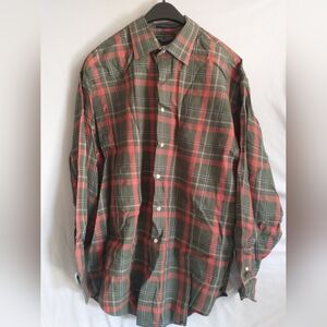 Daniel Cremiuex Classic green Red plaid long sleeve button down dress shirt XL